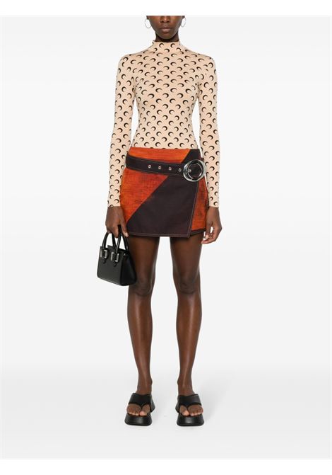 Orange and brown wrap-design denim skirt - women LOUISA BALLOU | 1151112004