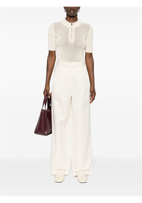 White Jiva pleated straight trousers - women LOULOU STUDIO | IDAIIVRY