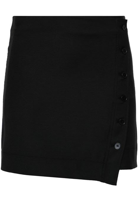 Black button-up wrap miniskirt - women