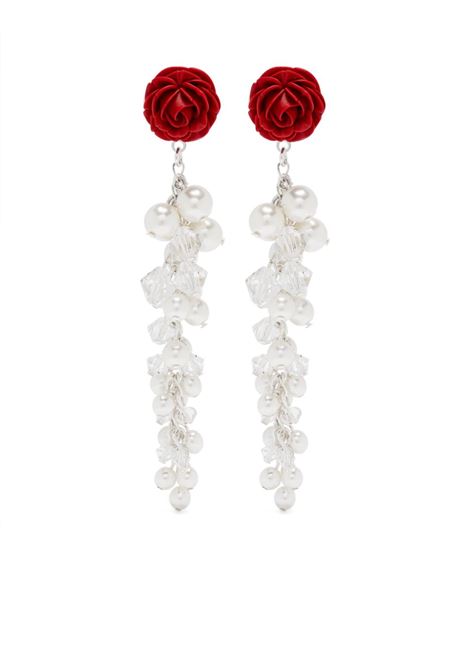 Orecchini pendenti con rose in bianco e rosso Magda Bytrum - donna
