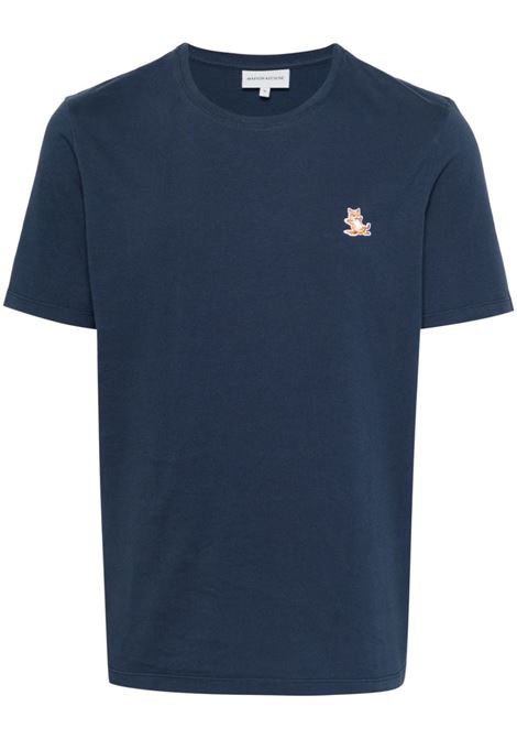 T-shirt con applicazione Chillax Fox in blu - uomo MAISON KITSUNÉ | LM00110KJ0008P476