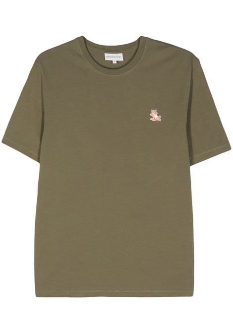 T-shirt chillax fox con applicazioni Maison kitsuné in verde - uomo