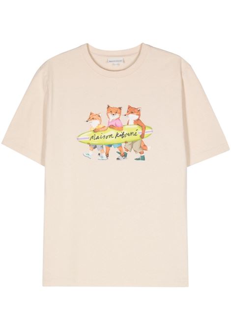 T-shirt con stampa Fox in rosa - donna MAISON KITSUNÉ | MM00120KJ0118P205