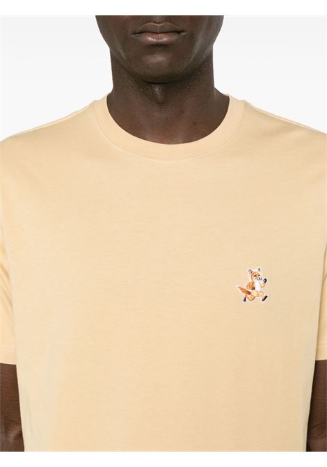 T-shirt con applicazione Speedy Fox in giallo - uomo MAISON KITSUNÉ | MM00125KJ0008P239