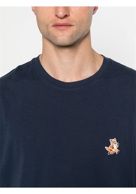 T-shirt con stampa Fox in blu - uomo MAISON KITSUNÉ | MM00125KJ0008P476