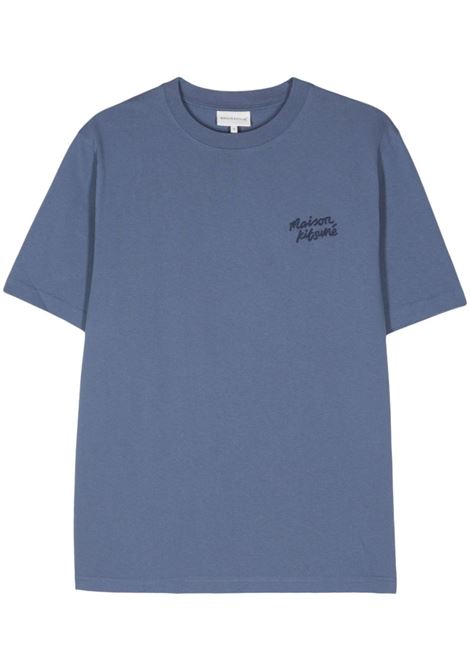 T-shirt con logo Maison kitsuné in blu - uomo MAISON KITSUNÉ | MM00126KJ0118P433
