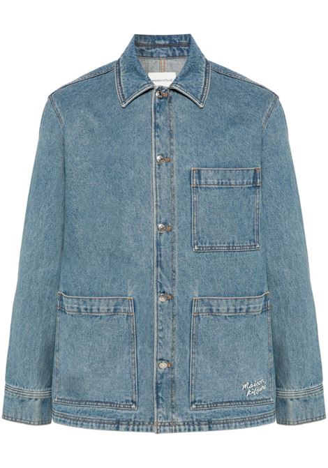 Blue spread-collar denim jacket - men MAISON KITSUNÉ | MM00415WW5023P413