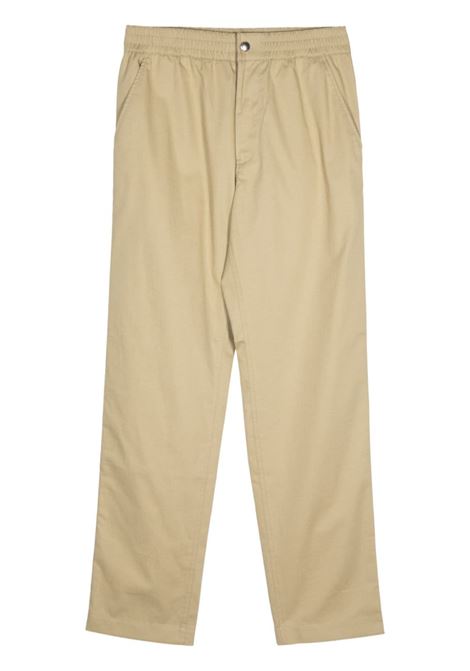 Beige logo-embroidered tapered-leg trousers Maison Kitsune - men  MAISON KITSUNÉ | Trousers | MM01119WW0102P357