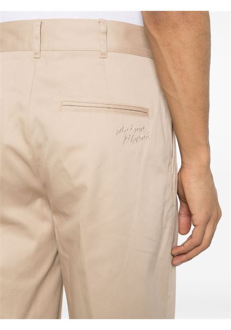 Pantaloni con ricamo in beige - uomo MAISON KITSUNÉ | MM01120WW0078P218