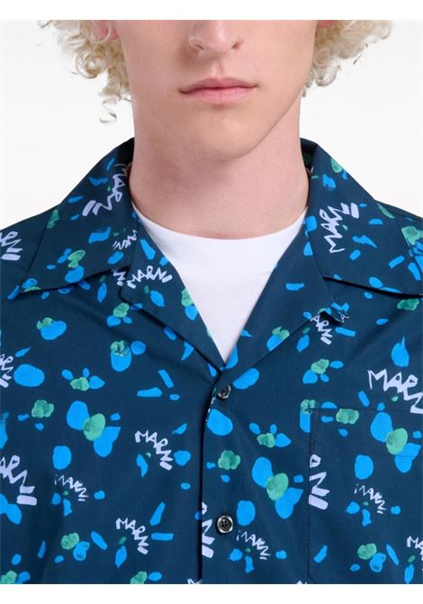 Camicia con stampa grafica in blu - uomo MARNI | CUMU0213A6UTC328MDB80