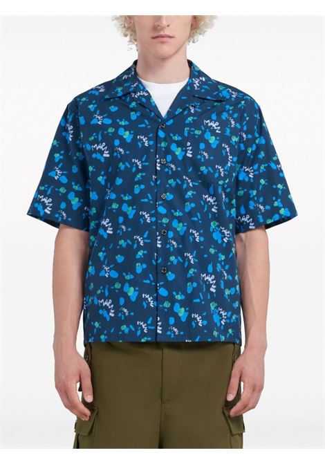 Blue graphic-print shirt - men MARNI | CUMU0213A6UTC328MDB80