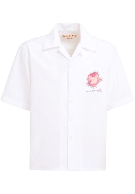 White floral-appliqu? shirt - men