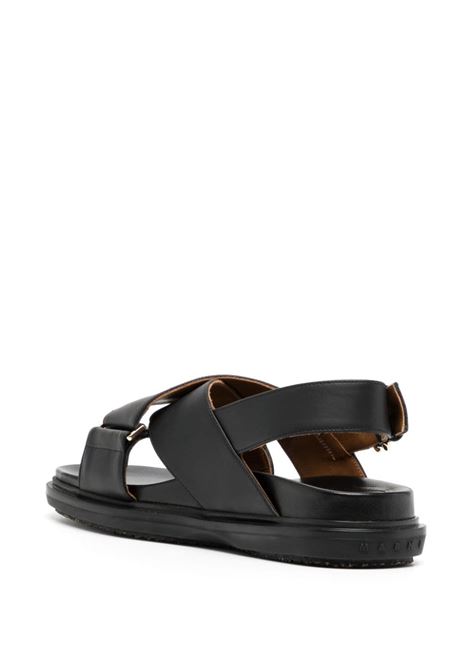 Black fussbett criscross sandals - women MARNI | FBMS015701P361400N99