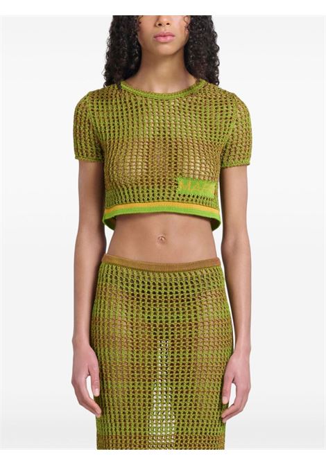 Green crochet-knit cropped top Marni - women MARNI | GCMD0526EQUFCB28MLM40