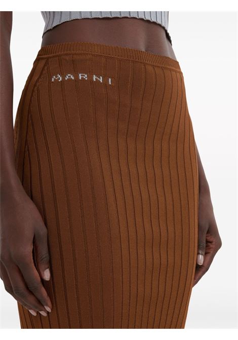 Brown ribbed-knit maxi skirt - women MARNI | GOMD0097A0UFV22200M28