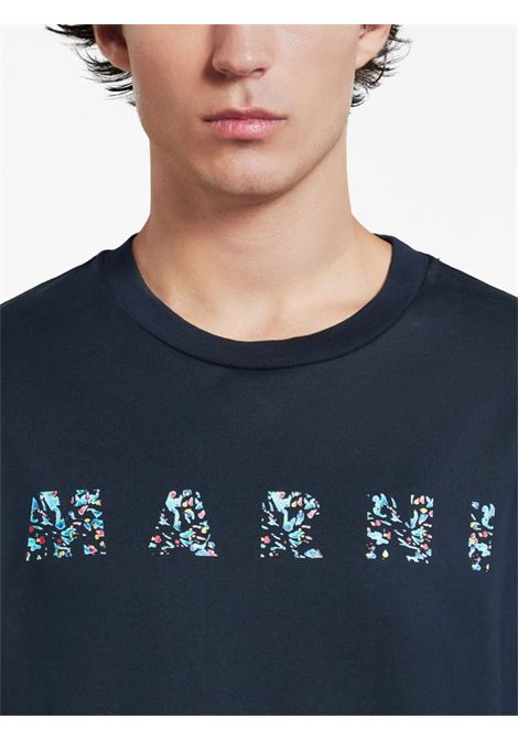 T-shirt con stampa in blu - uomo MARNI | HUMU0198PQUSCW21FLB99