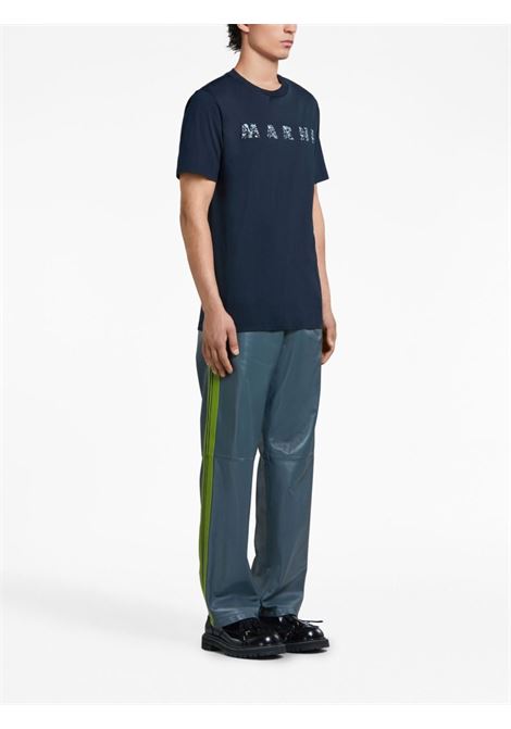 T-shirt con stampa in blu - uomo MARNI | HUMU0198PQUSCW21FLB99