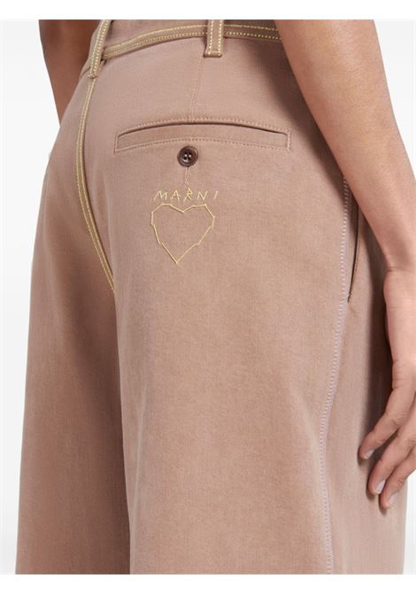 Beige contrast-stitching wide-leg trousers Marni - women MARNI | PAJD0497S0USCW7600M40