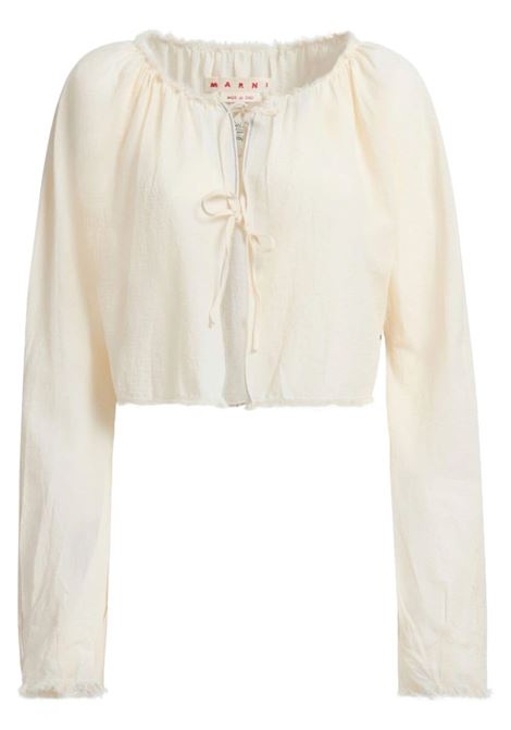 Camicia con bordi sfrangiati in bianco di Marni - donna