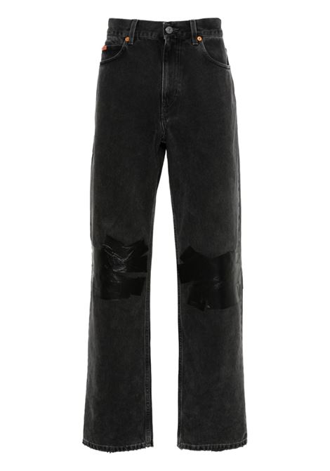 Black logo-embroidery jersey trousers - men MARTINE ROSE | Jeans | MRSS24229BLKWG
