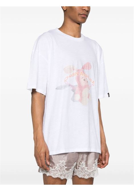T-shirt con stampa in bianco - uomo MARTINE ROSE | MRSS24621BWHTNOISYBUNNY