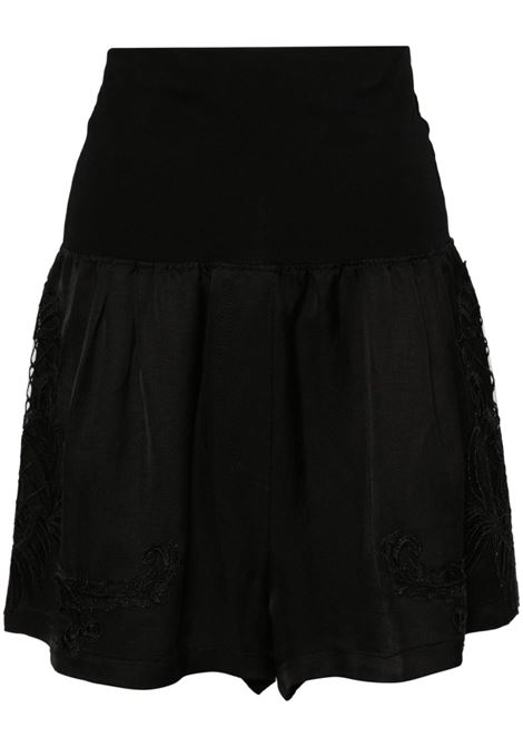 Black corded lace-detailing shorts Maurizio - women