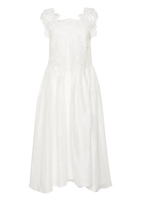 White sleeveless lace-detail midi dress Maurizio Mykonos - women