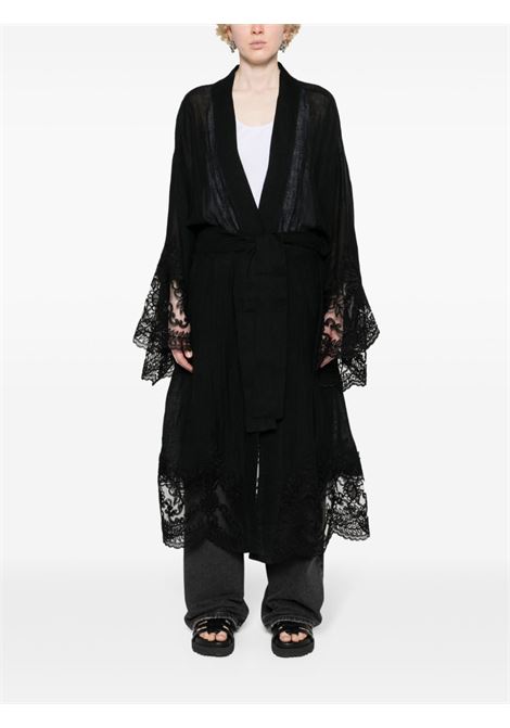 Black lace-panelling long kimono - women MAURIZIO | W07240577MZS4MAT33