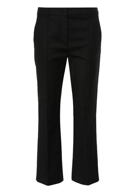 Black mid-waist slim-cut trousers -  women