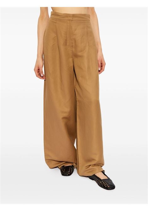 Brown concealed-fastening linen-blend trousers - women MAXMARA | 2411131122600001