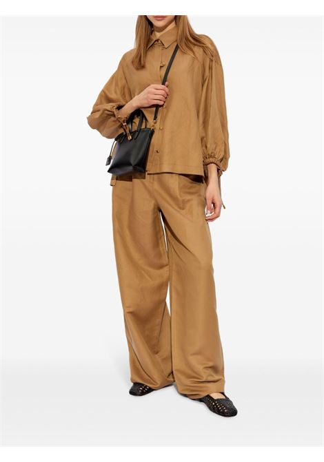 Brown concealed-fastening linen-blend trousers - women MAXMARA | 2411131122600001