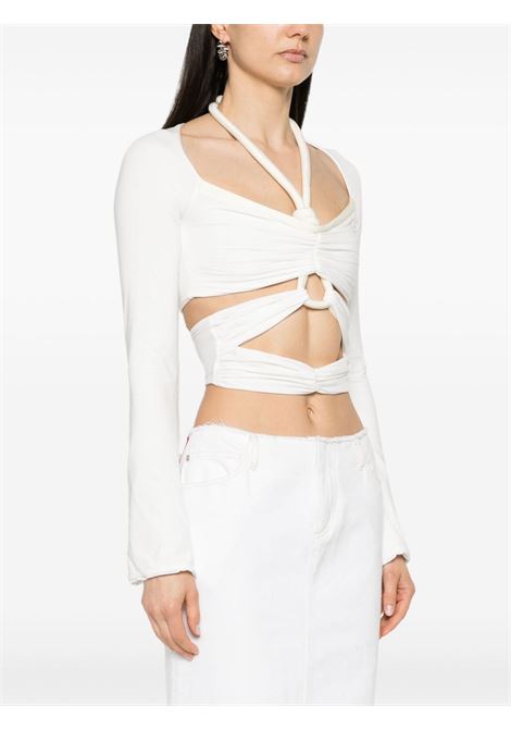 White rope-detailed cut-out top - women MAYGEL CORONEL | TOP006WHT