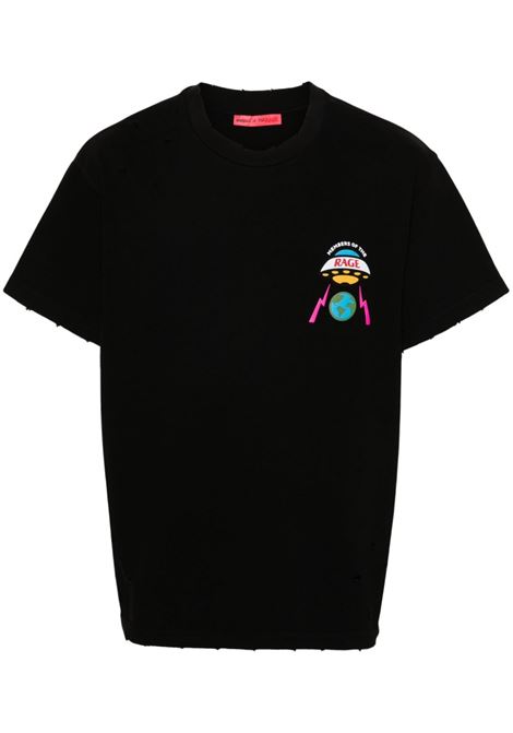 Black illustration-print T-shirt - men