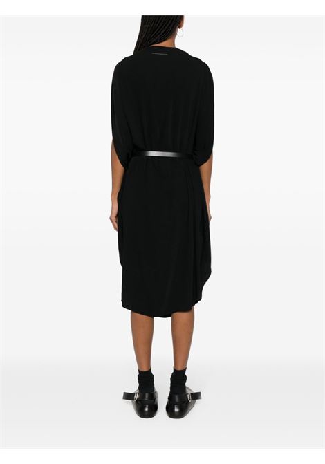 Black belted draped midi dress - women MM6 MAISON MARGIELA | S52DD0037S43455900