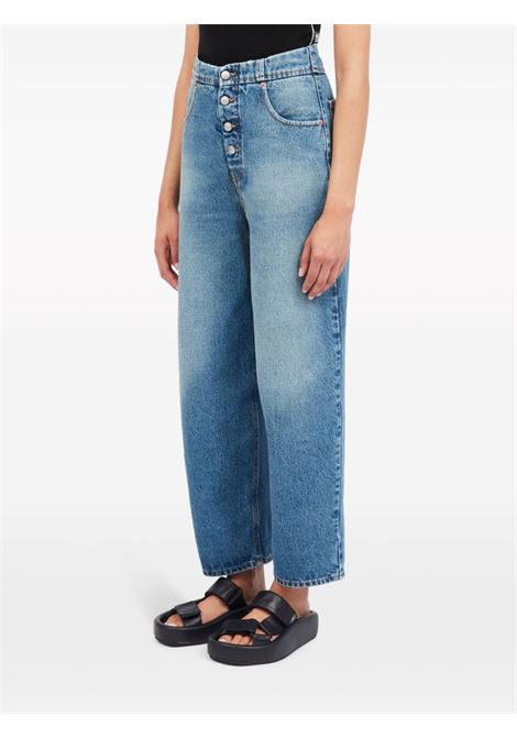 Light blue Distressed high-rise tapered jeans - women MM6 MAISON MARGIELA | S52LA0226S30589965