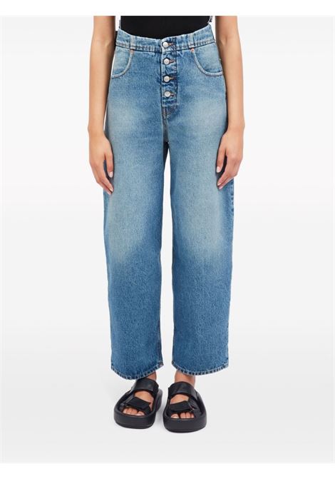 Light blue Distressed high-rise tapered jeans - women MM6 MAISON MARGIELA | S52LA0226S30589965