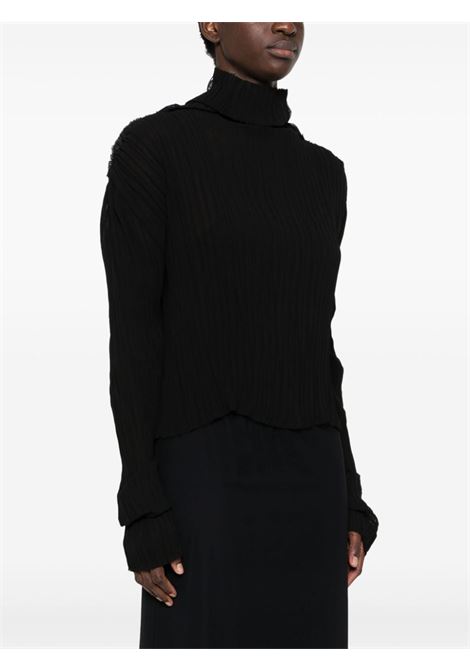 Black pleated long-sleeved top - women MM6 MAISON MARGIELA | S52NH0012S78565900