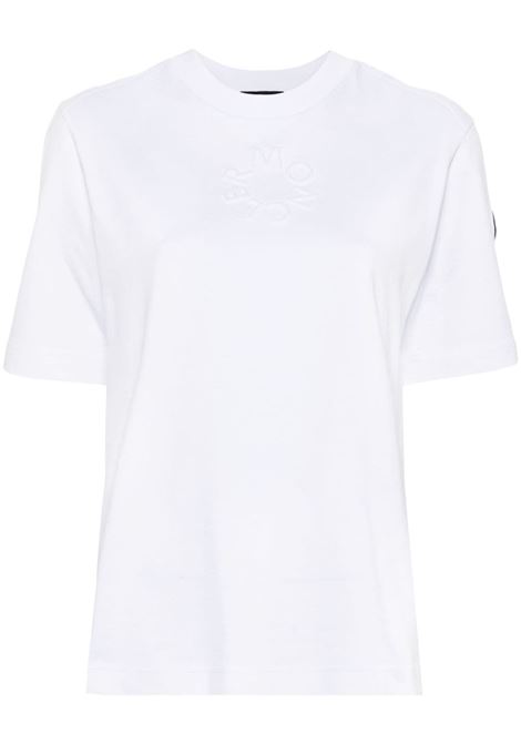 T-shirt con logo in rilievo in bianco - donna MONCLER | 8C0000289A17W001