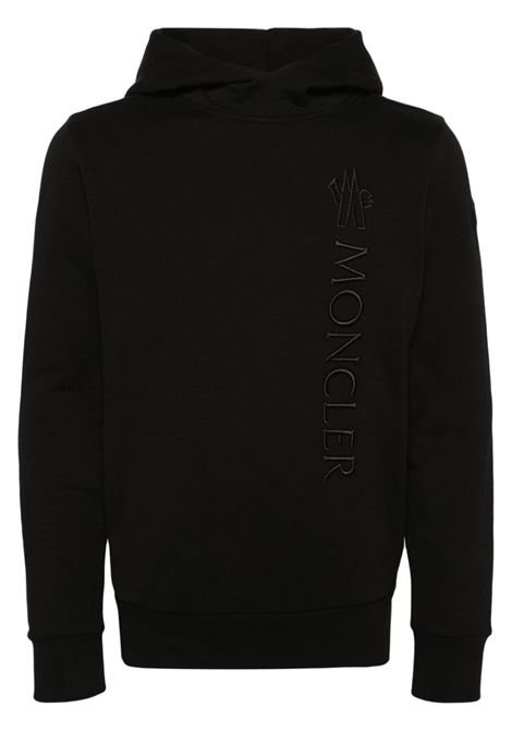 Black embroidered-logo hoodie ? men  MONCLER | 8G0000589ADW999