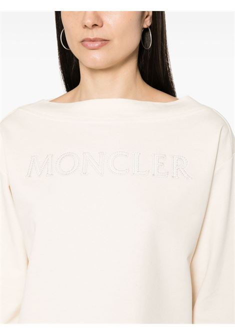 T-shirt con applicazione logo in beige chiaro - donna MONCLER | 8G0002389A1K060