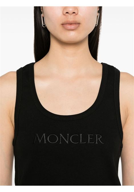 Black logo-embroidered tank top - women MONCLER | 8P0000689AK6999