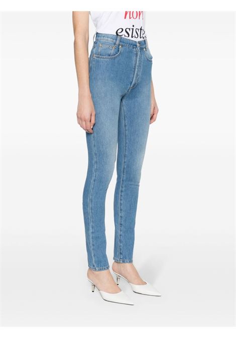 Blue high-rise slim-leg jeans - women MOSCHINO | A031304210298