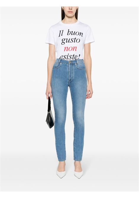 Jeans slim a vita alta in blu - donna MOSCHINO | A031304210298