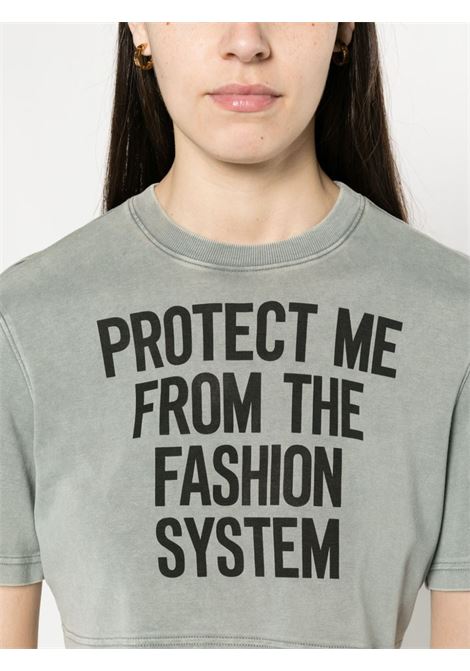 Grey text-print cropped T-shirt - women MOSCHINO | A070204421888