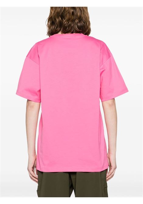 T-shirt con logo ricamato in rosa - donna MOSCHINO | A070205412208