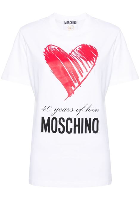 White heart-motif T-shirt - women MOSCHINO | A071104411001