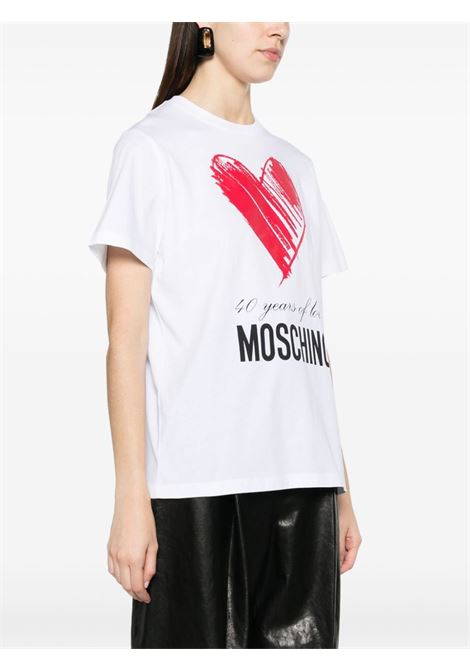 T-shirt con motivo a cuore in bianco - donna MOSCHINO | A071104411001