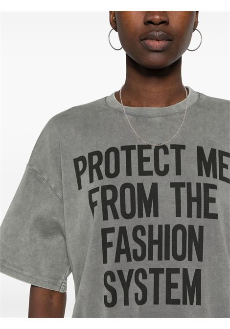 Grey slogan-print  T-shirt - women MOSCHINO | A071204421888