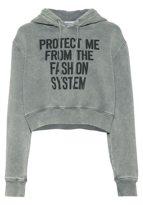 Grey slogan-print sweatshirt - women MOSCHINO | A170904281888