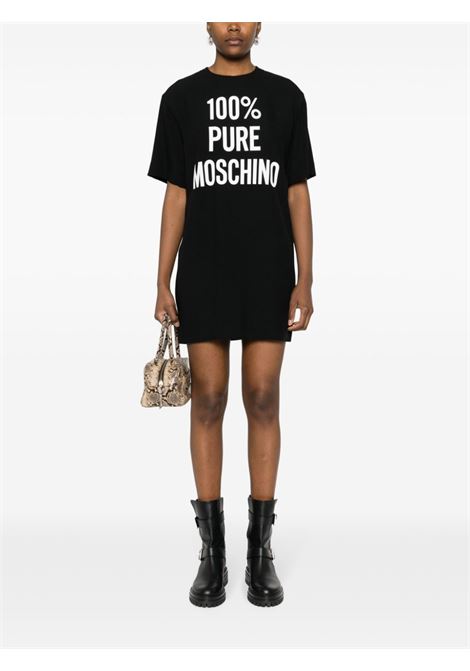 Black slogan-print dress - women MOSCHINO | J044305331555